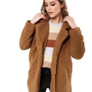 Altar'd State‎ Brown Fuzzy Teddy Jacket XS